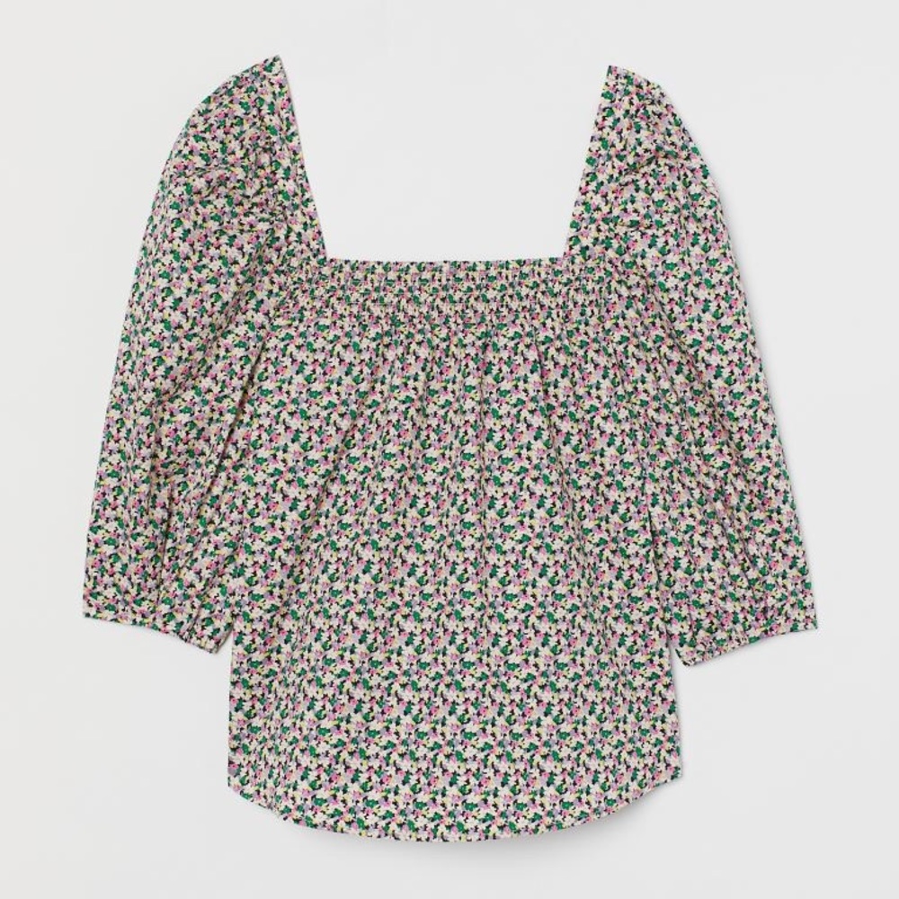 Cotton Floral Puff Sleeve Blouse